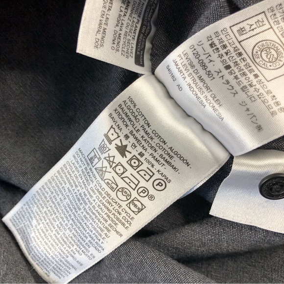 Levis Mens Large Gray Casual Button Down Short Sleeve Shirt, Standard fit - Picture 4 of 7